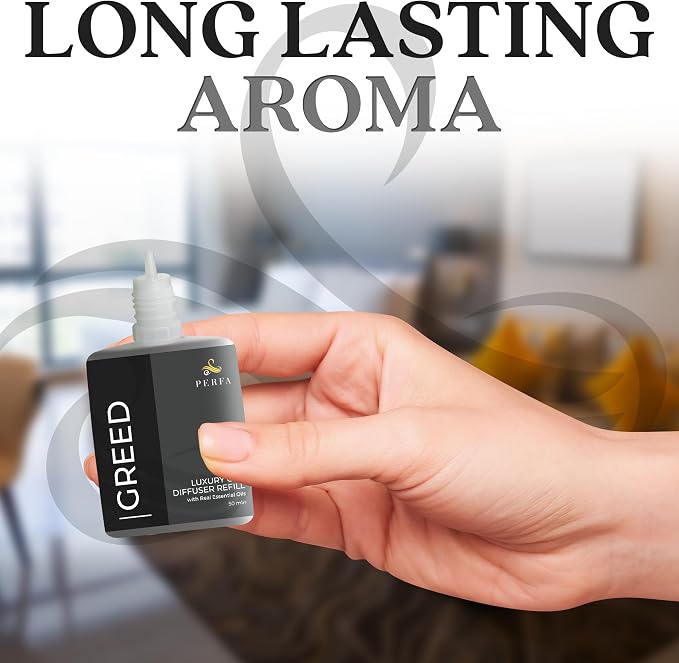 Greed Diffuser Refill 50ml Bottle | Strong Car Freshener with Car Odor Eliminator Technology | Long Lasting Automotive Car Air Freshener by