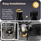 Upgraded Car Cup Holder Tray, 3 in 1 Car Cup Holder Expander Adapter, 360° Rotating Detachable 10.5" Car Food Tray Table for Eating, Road Trip Essentials, Fits Yeti/Hydro Flask 16–46oz