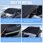 Car Windshield Cover for Ice and Snow, Windshield Snow Cover, Performance Brake Kits with Side Mirrors Cover, Fits Most Cars, Trucks, Vans, SUVs, Orange Strips