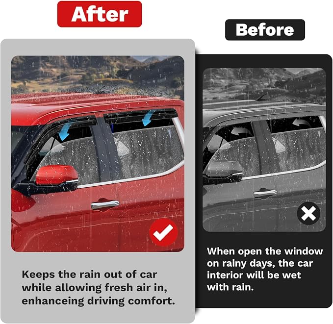 Tundra Rain Guards - Window Visors for Toyota Tundra CrewMax Cab 2022-2025 2026, Outside-Mount Tape-On Side Window Wind Deflectors for Tundra Accessories, Vent Visors Shades Rainproof 4PCS