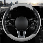 Car Steering Wheel Cover, Microfiber Leather Steering Wheel Cover Universal Fit 14.5-15 inch Anti-Slip Comfortable Breathable Car Wheel Protector for Men Women,Grey