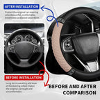 Bling Car Steering Wheel Cover, 15 Inch Rhinestones Soft Leather Elastic Steering Wheel Protector, Sparkly Crystal Diamond for Women, Car Interior Accessories for Most Cars (Beige)
