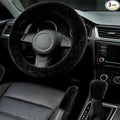 Fluffy Steering Wheel Cover 3PCS Set – Plush Fuzzy Fur Steering Wheel Cover with Gear Shift Cover & Handbrake Cover, Winter Warm Car Accessories, Car Interior Accessories for Women (Black)