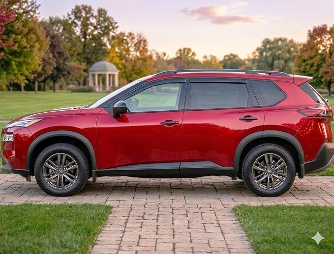 2021-2026 Tape-On Rain Guards for Nissan Rogue Side Window Visor Deflectors S SV SL Platinum Tinted Vent Shade Protectors 2022 2023 2024 2025