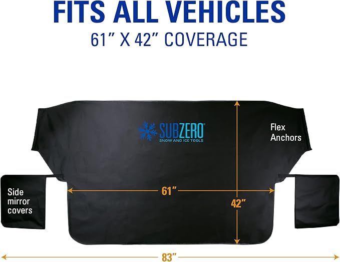 17540PB Arctic Defense Car Windshield Cover for Ice and Snow, Car Snow Cover with Side Mirror Covers, (61" W x 42" H)