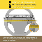 Steering Wheel Cover with Microfiber Leather for Car Truck SUV 15 inch (Black)