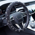 Bling Steering Wheel Cover, Rhinestone Steering Wheel Cover with Crystal Diamond for Women, Sparkling Car Wheel Protector Universal Fit 14-15 inches - Black