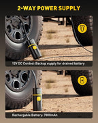 AS1 PRO Tire Inflator Portable Air Compressor - 150PSI Dual Cylinder 7800 mAh & 12V DC, Bike Pump Air Pump for SUV, Truck, Bike, Motorcycle with Digital Tire Pressure Gauge, Car Gifts for Men