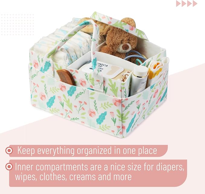 Mr. Pen- Baby Diaper Caddy Organizer, Blooming Palette | Nursery Storage Bin and Car Organizer for Diapers and Baby Wipes