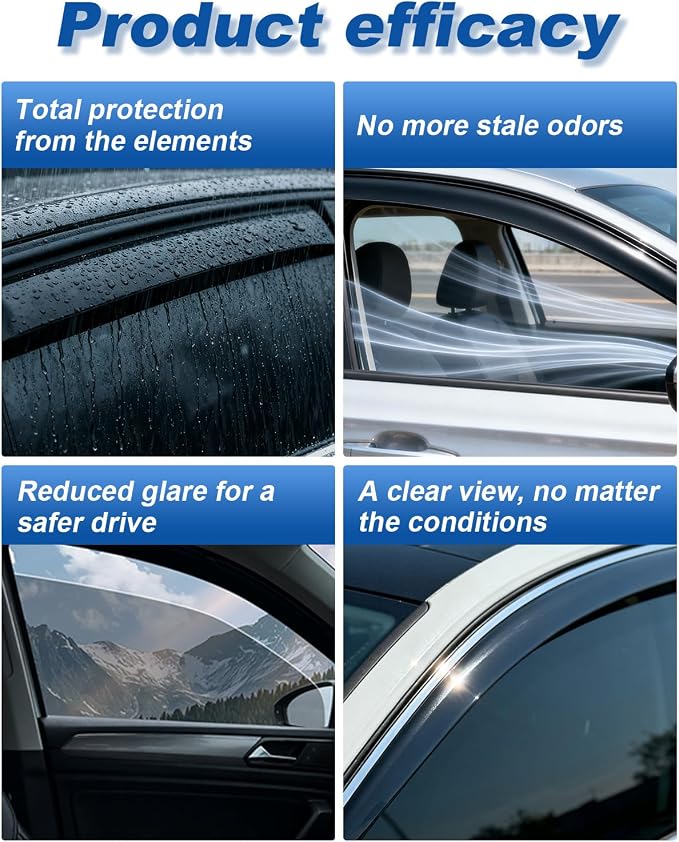 in-Channel Window Rain Guards Fit for Chevy Express Van 1996-2026/GMC Savana 1996-2026 Rain Guard Extra Durable Window Deflectors Window Vent Visors Shades Exterior Car Accessories-2pcs