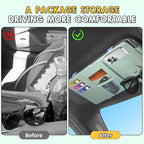 Car Sun Visor Organizer, Leather Pocket Organizer Sunglass Holder for Car Interior Accessories with Multi-Pocket Net Zipper