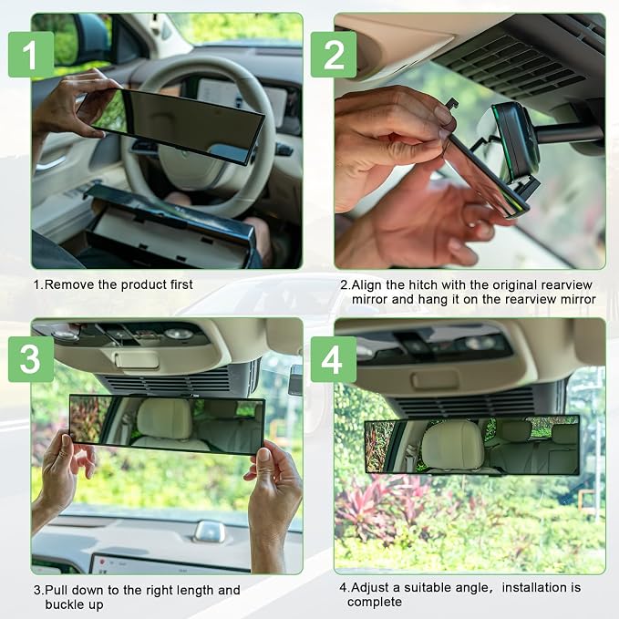 Car Rear View Mirrors，Universal 11.81'' Chrome Anti-glare Rear Mirrors | Cars Accessory, Convex Panoramic Interior Mirror Reduces Blind Spot, for Cars,SUVs,Trucks, Various Kinds Vehicles