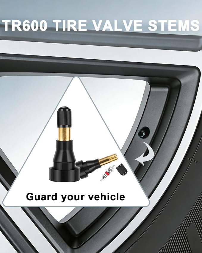 5 Pcs TR600 High Pressure Tire Valve Stems - Heavy-Duty Rubber Snap-in Valve for 0.453" Rim Hole, Fit for Trucks, Trailers, Cars