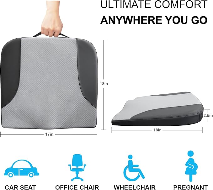 Car Seat Cushion, Car Seat Cushions for Long Driving | Comfortable Memory Foam Driver Seat Cushion, Automotive Seat Cushions, Butt Pillow for Car,Truck, Office Chair, B&G
