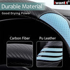 Cute Steering Wheel Cover for Women, Carbon Fiber&Breathable Pu Leather with Anti-Slip Rubber Ring, Steering Wheel Protector for Men, Universal Fit 14.5-15 inches for Cars,SUV (Cool Blue)