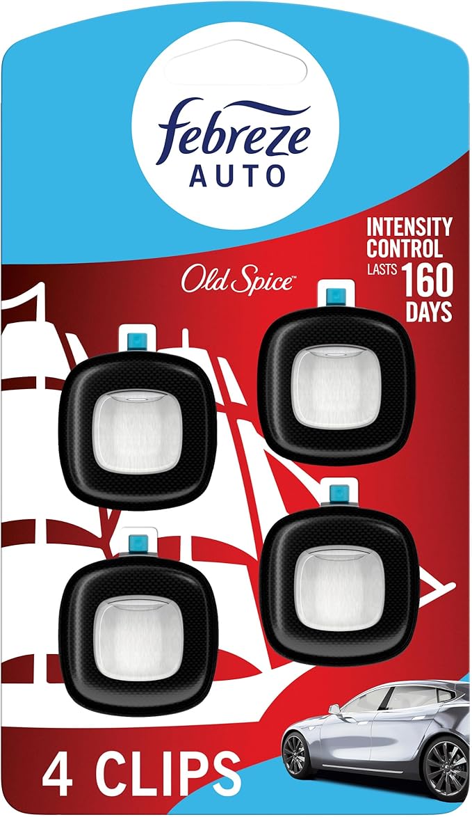 Odour-Fighting Auto Air Freshener, Car Vent Clip, Old Spice, 4ct