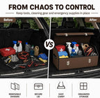 Car Trunk Organizer with Lid, Foldable Faux Leather Storage Box | Foldable design, faux leather exterior, 3 compartments