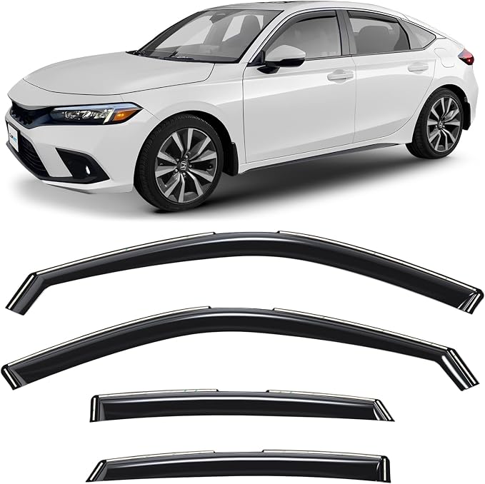 in-Channel Incredibly Durable Rain Guards for Honda Civic 2022-2026 Hatchback, Original Window Deflectors, Vent Window Visors, Vent Deflector, 4 pcs. - 622137