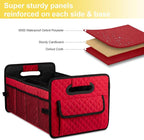 Car Trunk Organizers and Storage for SUV, Collapsible Multi Compartment Container Box Adjustable Car Accessories for Women Men, Red