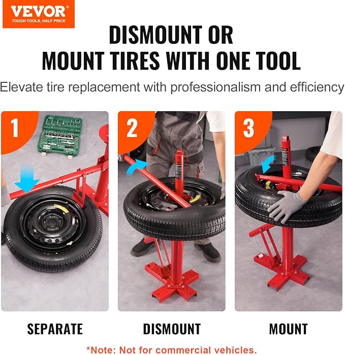 Manual Tire Changer, Portable Hand Bead Breaker Mounting Tool for 8"-16" Tires, Compatible with Car Truck Trailer, Tire Mounting Machine for Home Garage Small Auto Shop