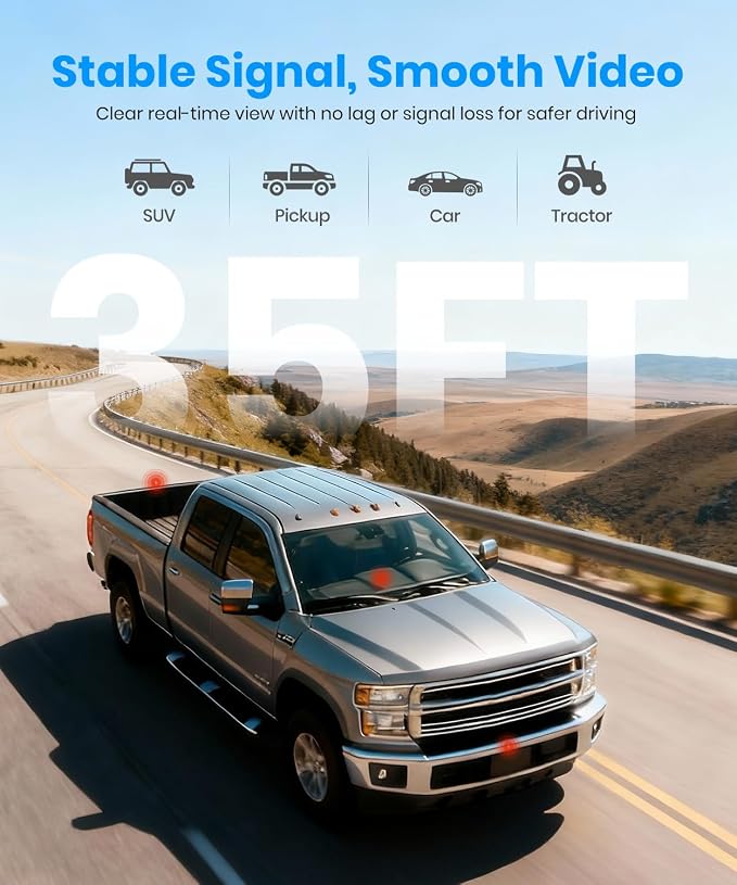Wireless Backup Camera:1080P HD Dual-Channel Monitor, Easy Installation,Stable Digital Transmission Signal,IP69K Waterproof Night Vision Back Up Camera for Truck,SUV,Car,Vans