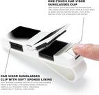 2 Pack Sunglasses Holder for Car, One-Handed-Operation Visor Sunglass Holder Clip, Easy Access Storage for Driving,Universal Fits (Double Holder - White)