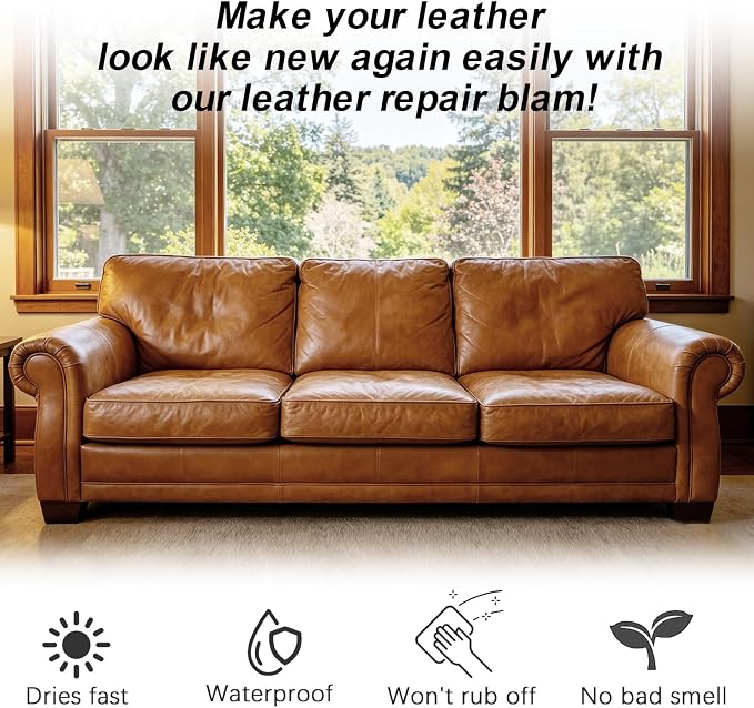 Camel Leather Recoloring Balm, Leather Repair Kit for Furniture, Leather Scratch Remover, Leather Color Restorer for Couch, Car Seats, Shoes - Repair Leather Dye for Scratched and Faded Leather