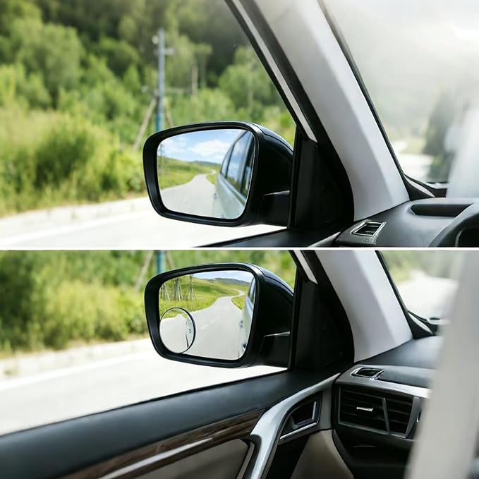 2 Pack Blind Spot Mirror, 360 Degree Adjustable 2" Round HD Rear View Mirror, Wide Angle Frameless Convex Car Mirror with Self Adhesive Back Universal for Most Cars SUVs and Trucks