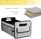 Car Trunk Organizers and Storage for SUV, Collapsible Multi Compartment Container Box Adjustable Car Accessories for Women Men, Light Grey