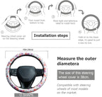 Colorful Flowers Steering Wheel Cover Auto Jacquard Steering Wheel Protector, Anti-Slip, Breathable, Absorbing Sweat, Universal Car Accessories 14.5–15 inch,Fit for Most Car, Trucks, SUV