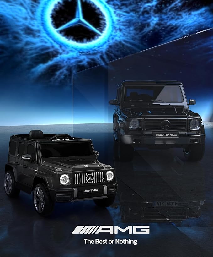Licensed Mercedes-Benz AMG G63 Ride on Toys,12V Ride on Car with Remote Control,Rechargeable Battery,Flickering Lights/LED Lights, Bluetooth,Music & Horn, Soft Start, Low Battery Prompt,Black