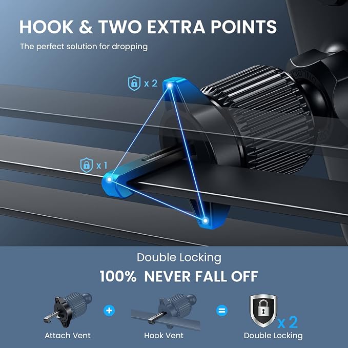 Phone Mount for Car Vent [Upgraded Metal Clip] Cell Phone Holder Car Hands Free Cradle in Vehicle Car Phone Holder Mount for Smartphone, iPhone, Cell Phone Automobile Cradles Universal