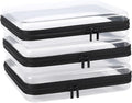 3 Pack Clear Hard Shell Zipper Case, Clear Zipper Pouches Waterproof Makeup Organizer & Travel Toiletry Bag, Plastic Pouch for Travel Office Storage, Black Large Size