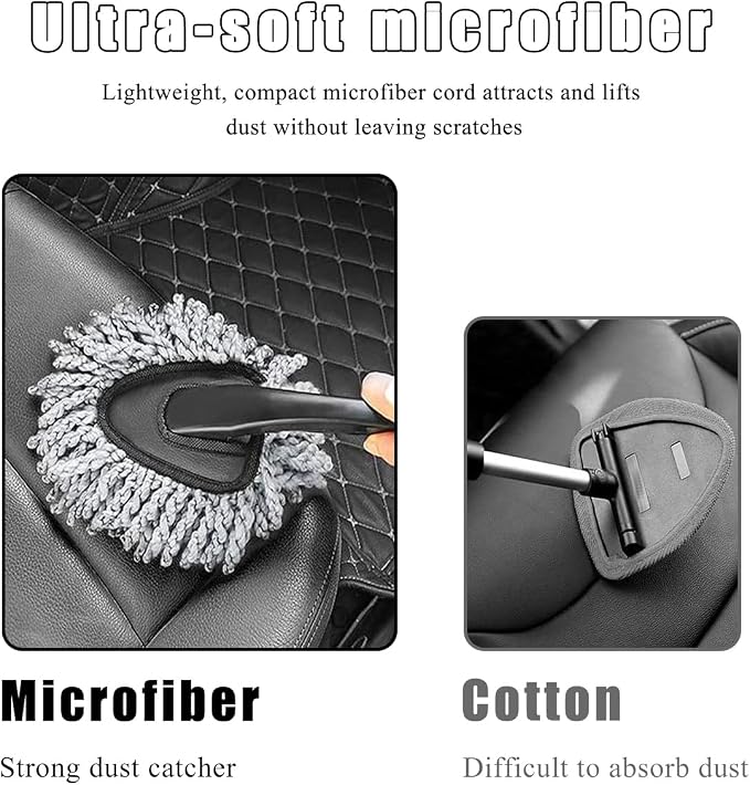 Car Dash Duster Brush, Super Soft Microfiber Multi-Functional Car Cleaning Brush, Scratch Free Dash Dusting Tool with a Anti-Skid Handle for Vehicle Home Kitchen Cleaning (Gray)
