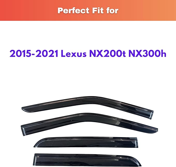 KPY Rain Guards Fit for 2015-2021 Lexus NX200t NX300h, Out-Channel Window Visors Vent Wind Deflectors 4PC, Car Accessories for 15-21 Lexus NX Series