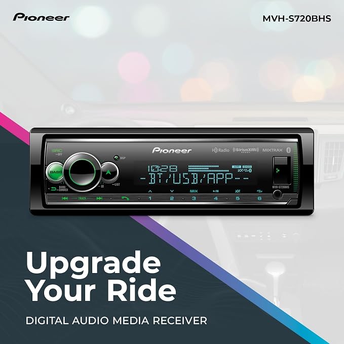 MVH-S720BHS 1-Din Digital Media Receiver – Bluetooth, SiriusXM, Color Change, HD Radio, USB, FLAC, Voice Control, 50W x 4 Output, 13-Band EQ, AM/FM Radio, Hi-Volt RCA Preouts
