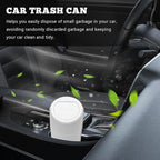 Car Trash Can Bin with Lid, Mini Vehicle Cup Holder Organizer Leakproof Garbage Bin, Waterproof Cup Type Trash Can Multi-Function Storage Container for RV Home Office (White)