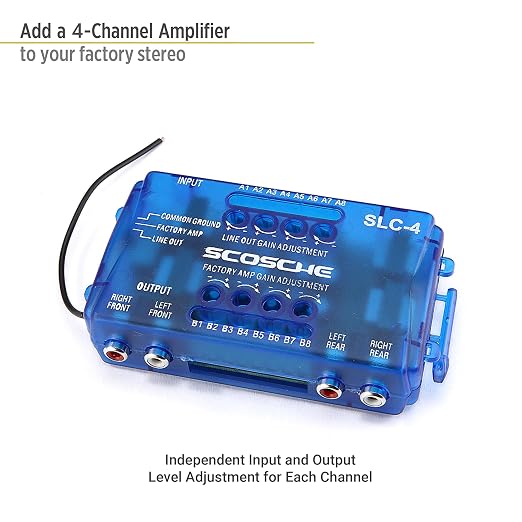 SLC4 Line Output Converter/OEM Premium Amplifier Adapter - 4CH LOC High/Low RCA Converter Car Audio - Add New Amp or Retain Factory Amp - Line Level Converter for Car Stereo - Quality Sound