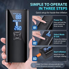 Tire Inflator Portable Air Compressor, Cordless Tire Pump with 150 PSI Digital Pressure Gauge & LED Light, 2X Fast Inflation Air Pump for Cars, Bikes, Motorcycles, Balls