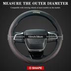15 inch Steering Wheel Cover, Breathable Perforated Microfiber Leather, Sporty Diamond Texture, Anti-Slip Red Stitching Car Steering Wheel Protector, Universal Fit for Cars SUVs Trucks, Black