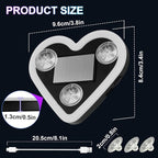 Heart-Shaped LED Neon Light | Solar and USB Rechargeable | 1 Pcs Pink & 1 Pcs Blue Car Interior Lights with Suction Cups | 40 High-Brightness LEDs Car Ambient Light, 5 Modes