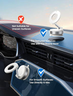 Car Phone Mount - [70 LBS Strongest Suction] for Magsafe Car Mount, 360° Adjustable Suction Cup Phone Mount Dashboard Windshield Vacuum Magnetic Phone Holder for Car White