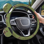 Olive Green Cat Quote Steering Wheel Cover, Polyester Car Wheel Grip, Universal 15 Inch for Cars SUVs Trucks