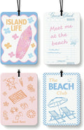 Summer Coastal Beach Car Air Freshener 4 Pcs Coconut Scented, Cute Nautical Car Accessories Mirror Decor for Women, Girly Beachy Hanging Air Freshener for Cars Closet Drawer Books