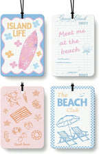 Summer Coastal Beach Car Air Freshener 4 Pcs Coconut Scented, Cute Nautical Car Accessories Mirror Decor for Women, Girly Beachy Hanging Air Freshener for Cars Closet Drawer Books