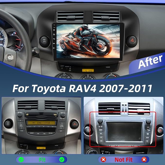 4+64G Android Car Stereo for Toyota RAV4 2007-2011, Wireless Carplay & Android Auto - 10 Inch IPS Touchscreen Radio with 32EQ DSP, WiFi, FM RDS, GPS, Mirror Link + AHD Rear View Camera