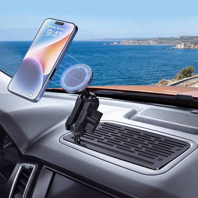 Stainless Steel Phone Mount for 2019-2023 Ford Ranger XL/XLT/Lariat - Heavy Duty All-Metal Shakeproof Bolt-On Install Super Stable Dash Phone Holder - Ford Ranger Phone Mount
