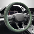 Car Steering Wheel Cover, Universal 15 inch, the Latest Microfiber Leather Breathable Technology Fabric, Non-Slip, Comfortable, Warm in Winter and Cool in Summer, Green