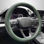 Car Steering Wheel Cover, Universal 15 inch, the Latest Microfiber Leather Breathable Technology Fabric, Non-Slip, Comfortable, Warm in Winter and Cool in Summer, Green