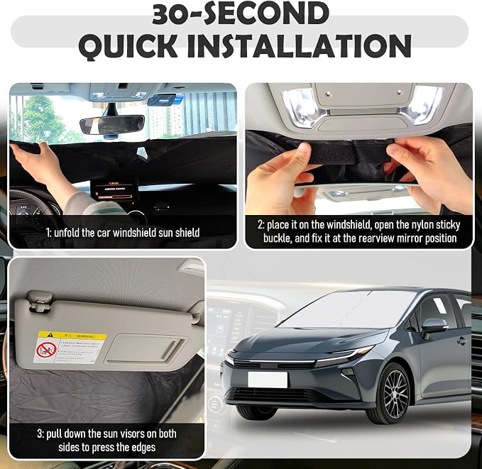 Foldable Car Windshield Sun Shade Compatible with Toyota 2020-2026 Corolla,Oxford Cloth Sunshade for Car Windshield,Windshields Cover Sun Shade for Reducing Temperatures with Storage Bag